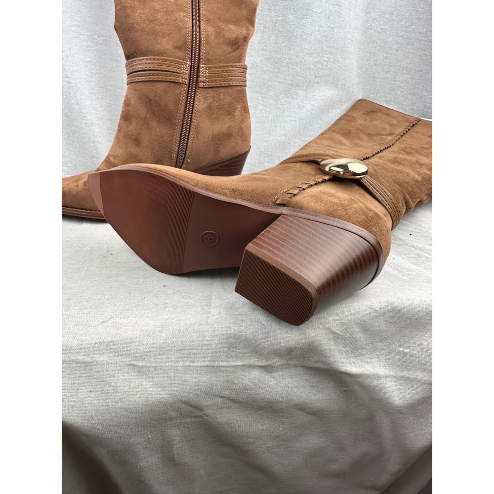 Universal Thread Womens Cognac Faux Suede Tall Boots Pointed Toe Gold Detail‎ 8 - Picture 4 of 6